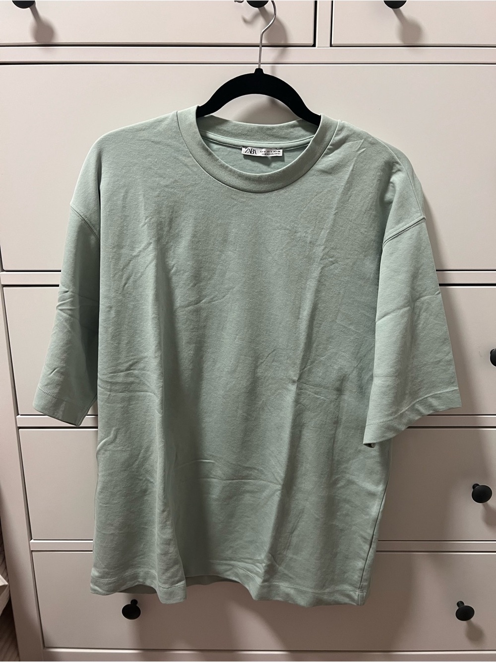 ZARA Men's Light Mint Green Short Sleeve Crewneck Tee